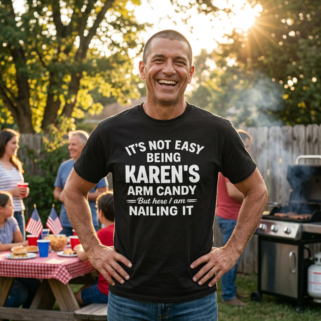 Funny 'Karen's Arm Candy' T-Shirt – Hubby Gift Tee
