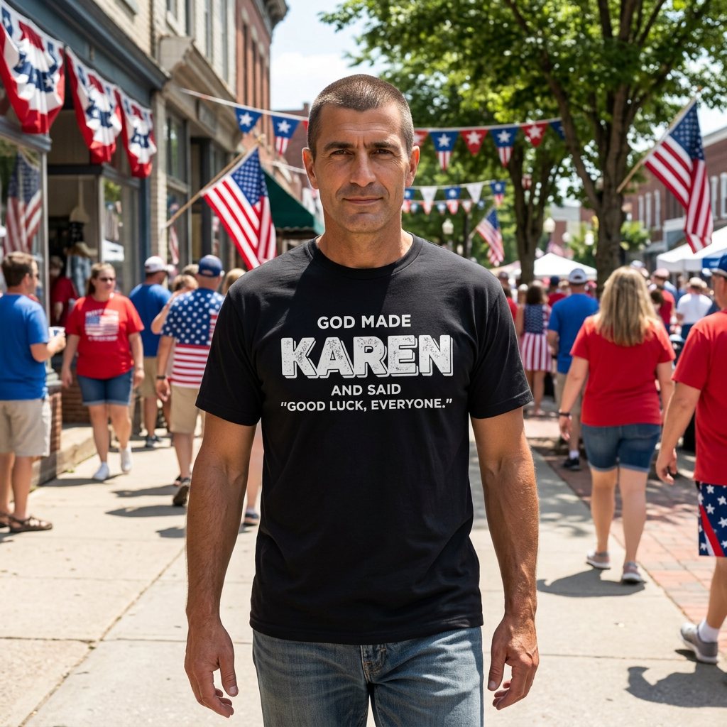 Karen T-Shirt — "God Made Karen and Said 'Good Luck, Everyone'" Funny Graphic Tee