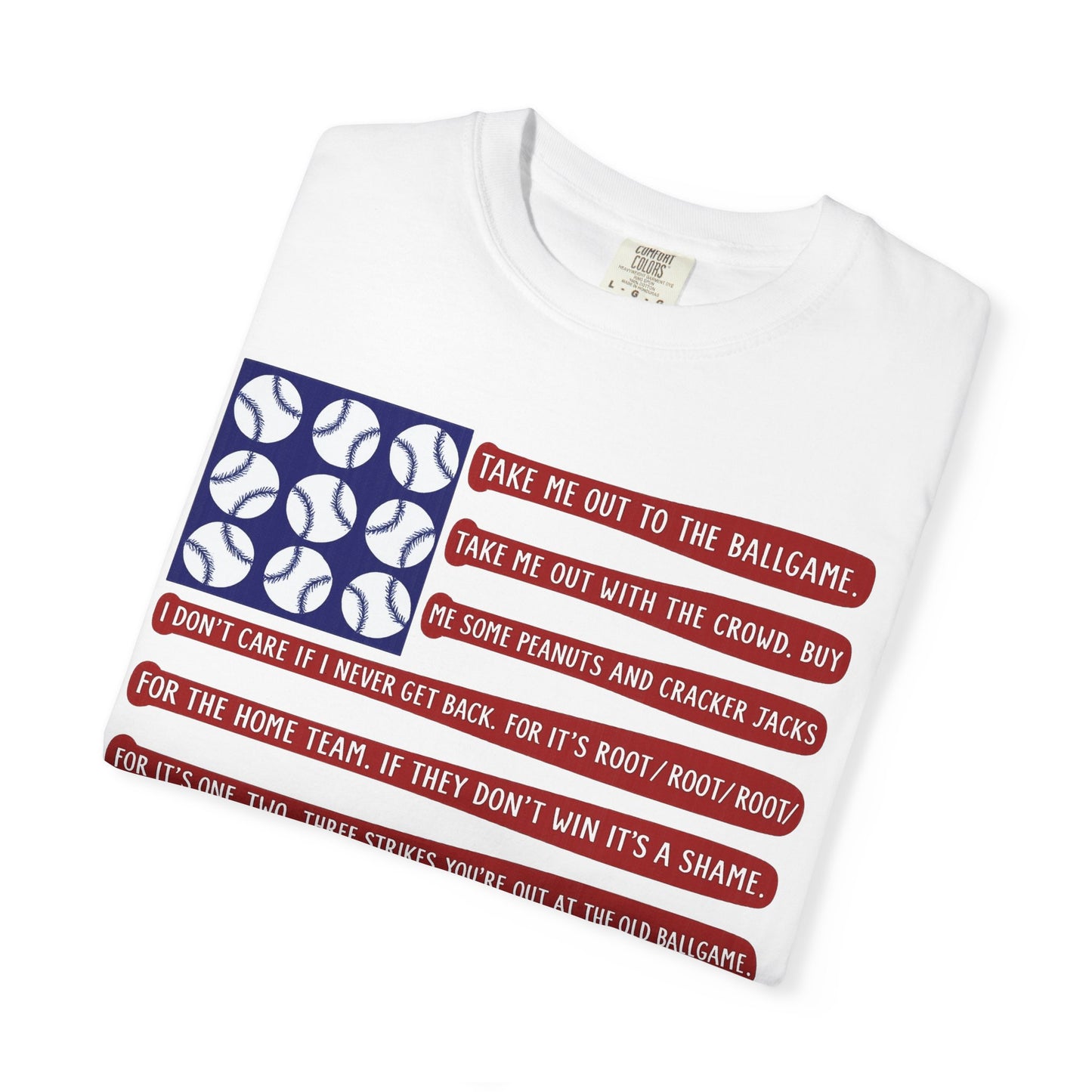 Baseball Flag T-Shirt — "Take Me Out To The Ballgame"