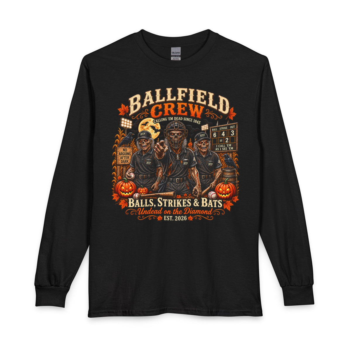 BALLFIELD CREW Halloween Umpire Long Sleeve T-Shirt